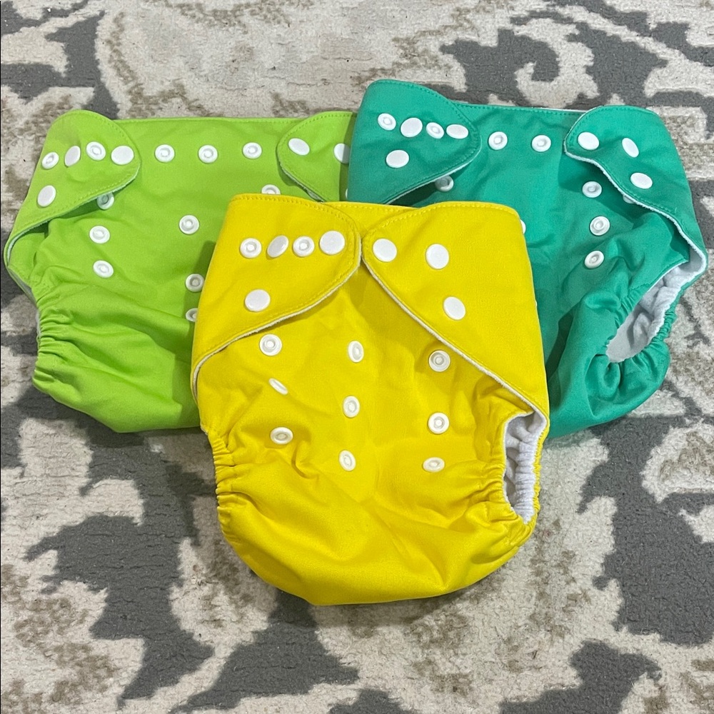 Vibrant Cloth Diaper Set - Yellow, Green, Teal